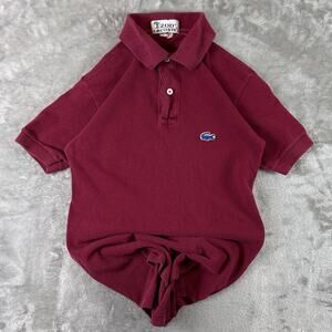 Vintage Izod Lacoste Homme Polo Shirt womens size XS Red Crocodile Logo